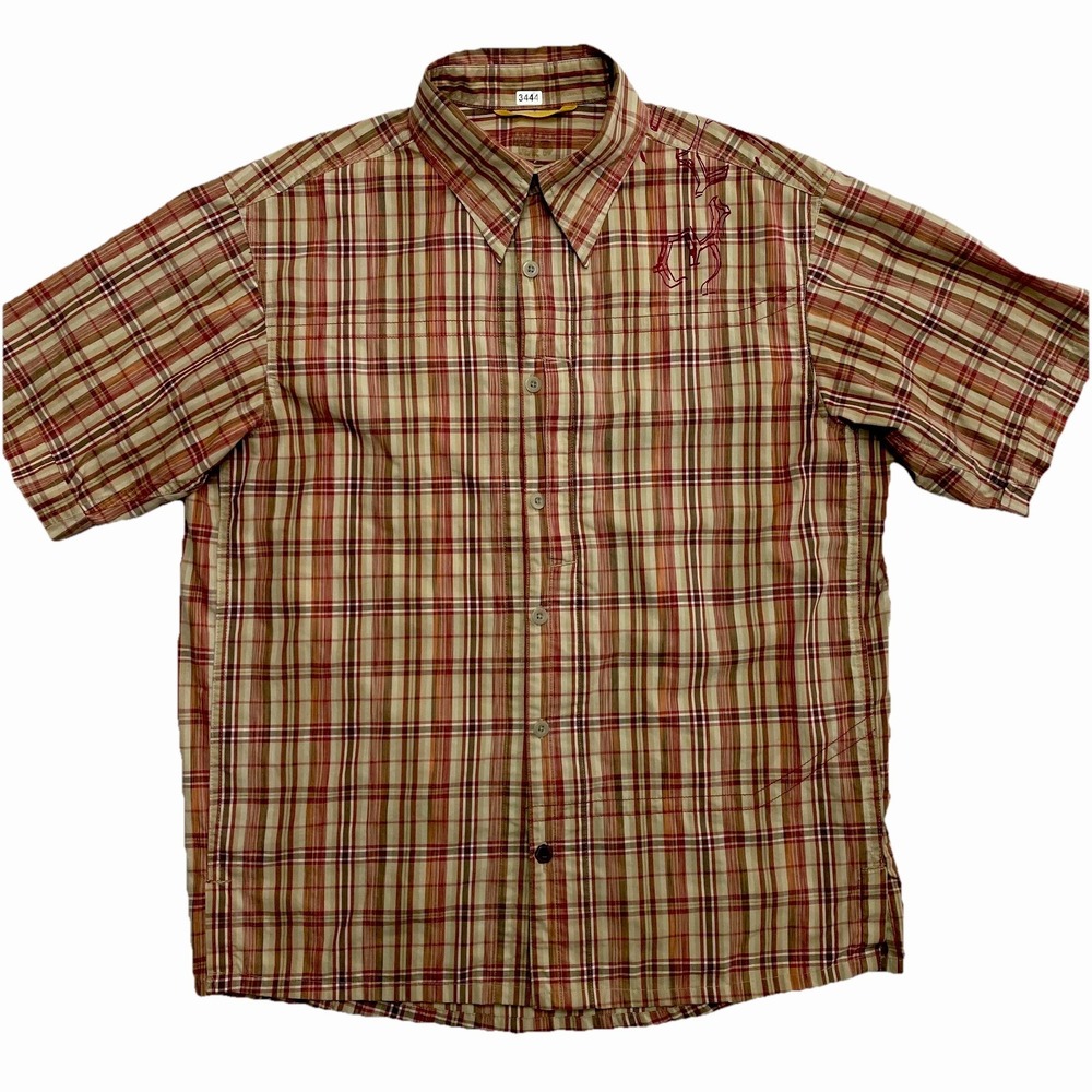 Mountain Hardwear Shirt Mens L Red Organic Cotton Blend Embroidered Button Up